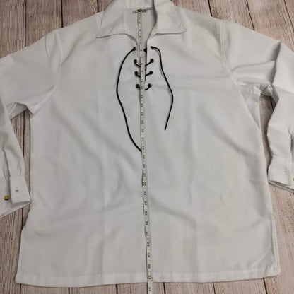 J. Wood Leathers White Scottish Jacobean Shirt Size M