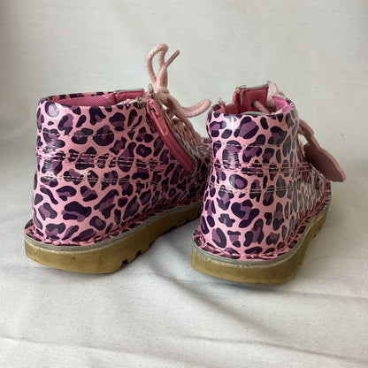 Kickers Kids Pink Leopard Print Boots Size 34(UK 2)