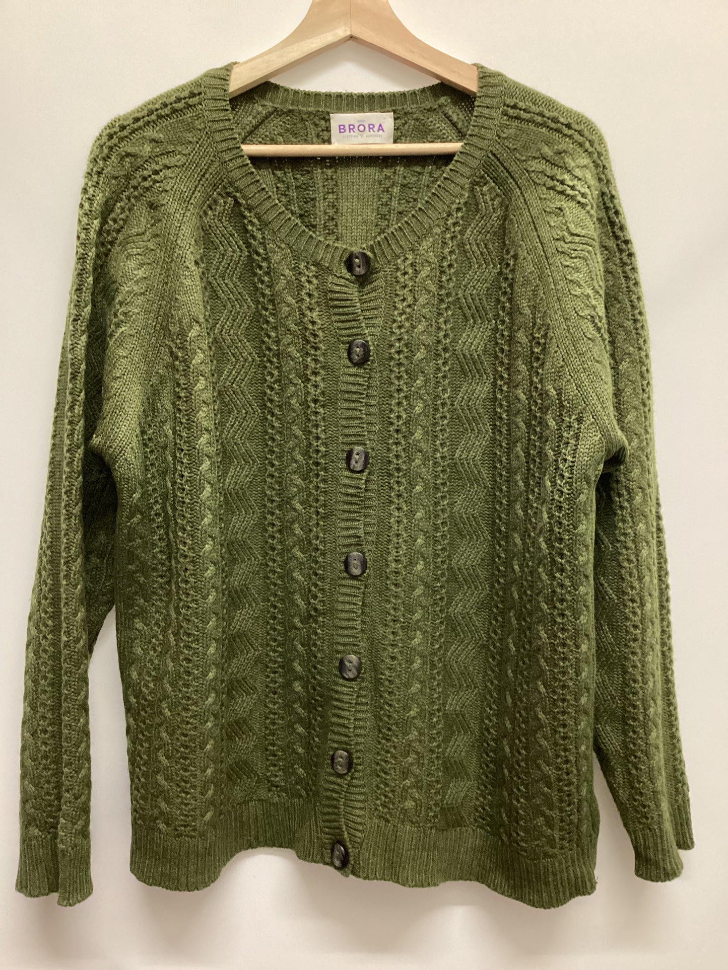 Brora 100% Cashmere Made in Scotland Green Knit Size 16-18