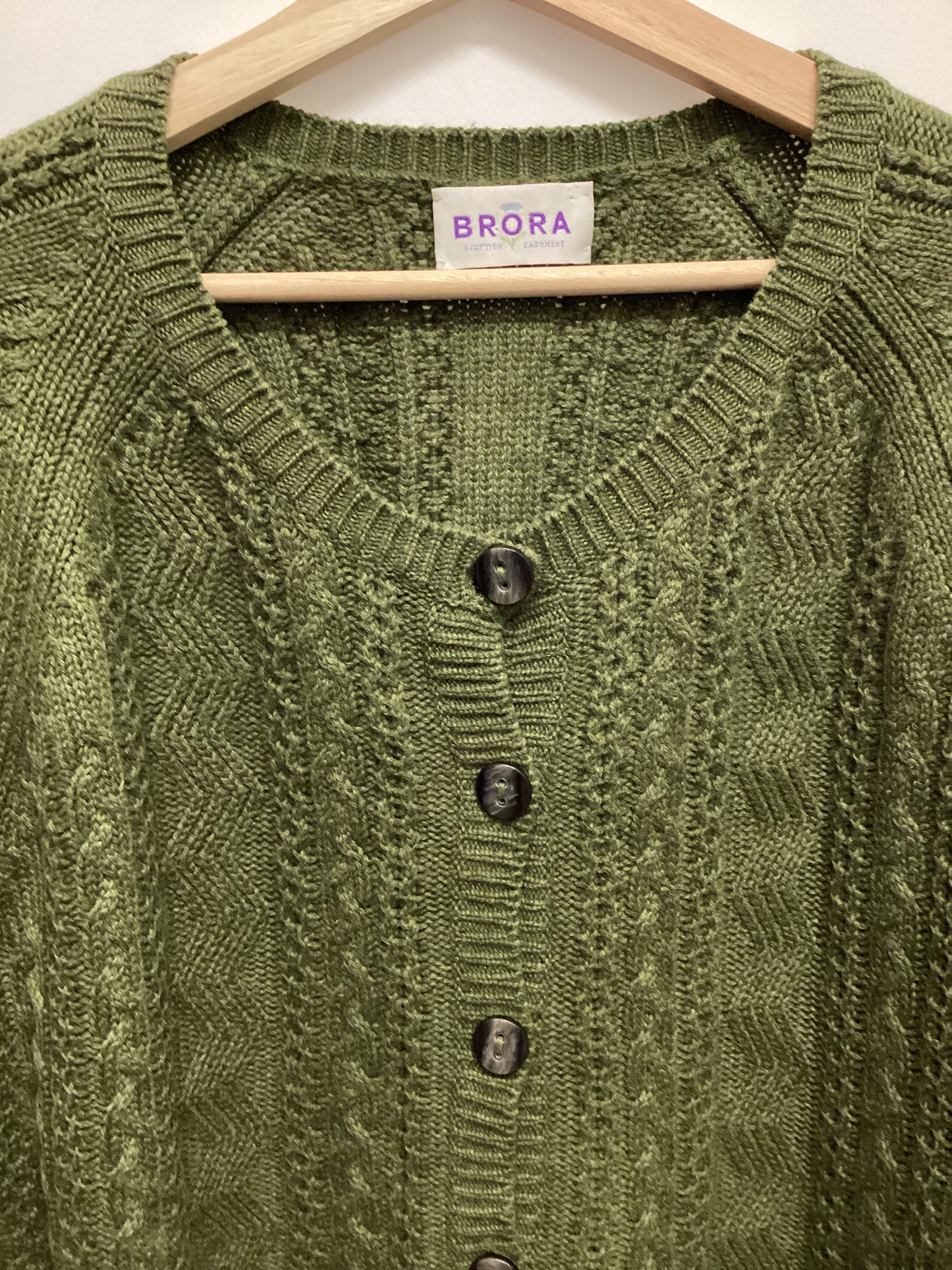 Brora 100% Cashmere Made in Scotland Green Knit Size 16-18