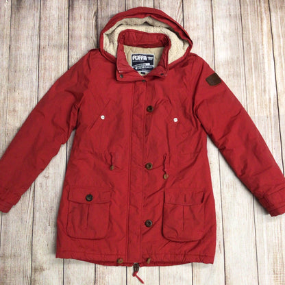 Vintage Puffa Red Hooded Jacket Size L