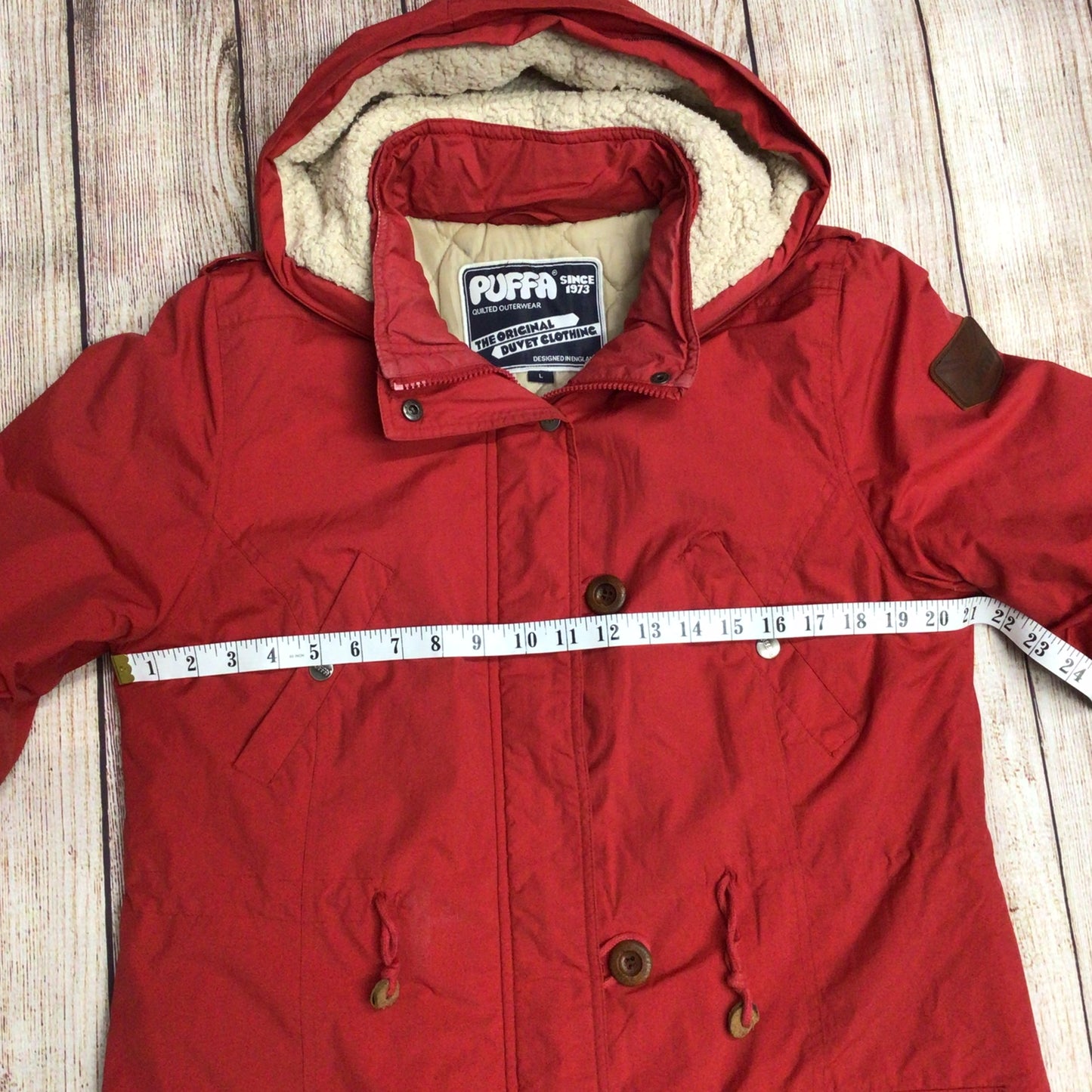 Vintage Puffa Red Hooded Jacket Size L