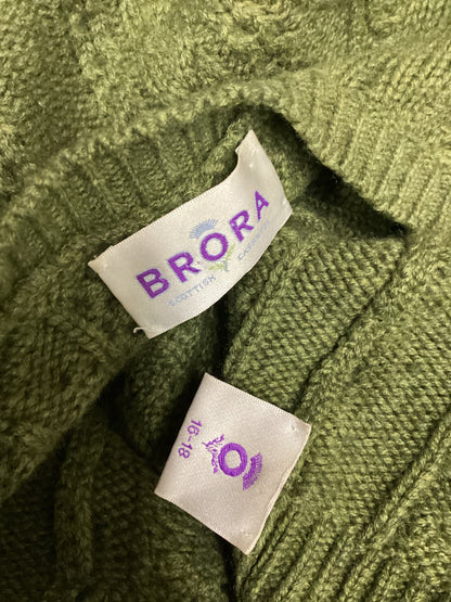 Brora 100% Cashmere Made in Scotland Green Knit Size 16-18