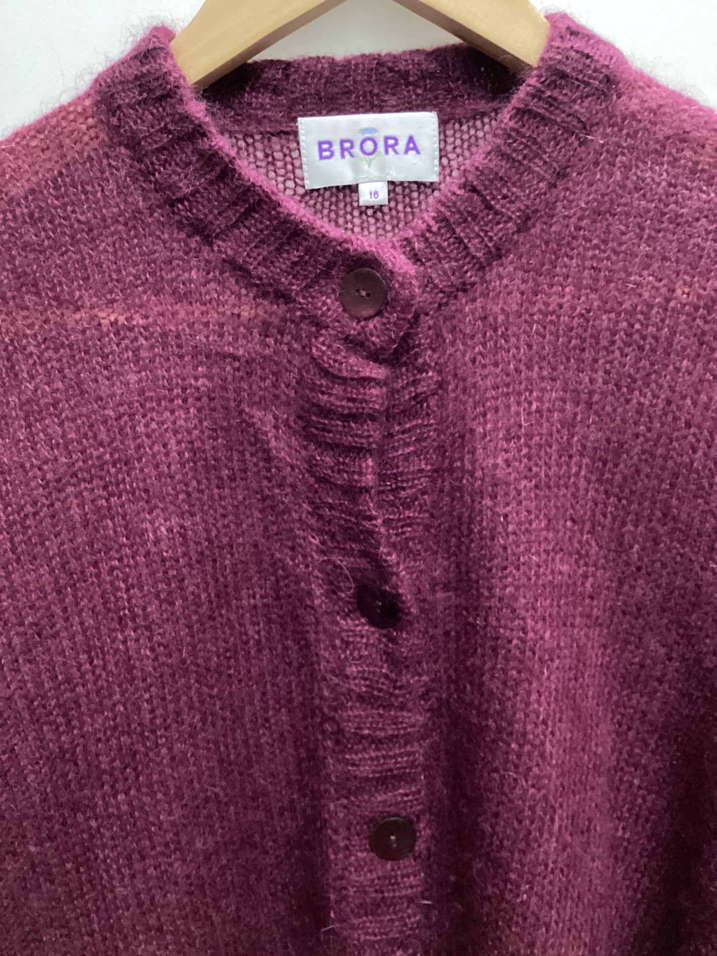 Brora Superkid Mohair and Wool Blend Berry Knit Size 16