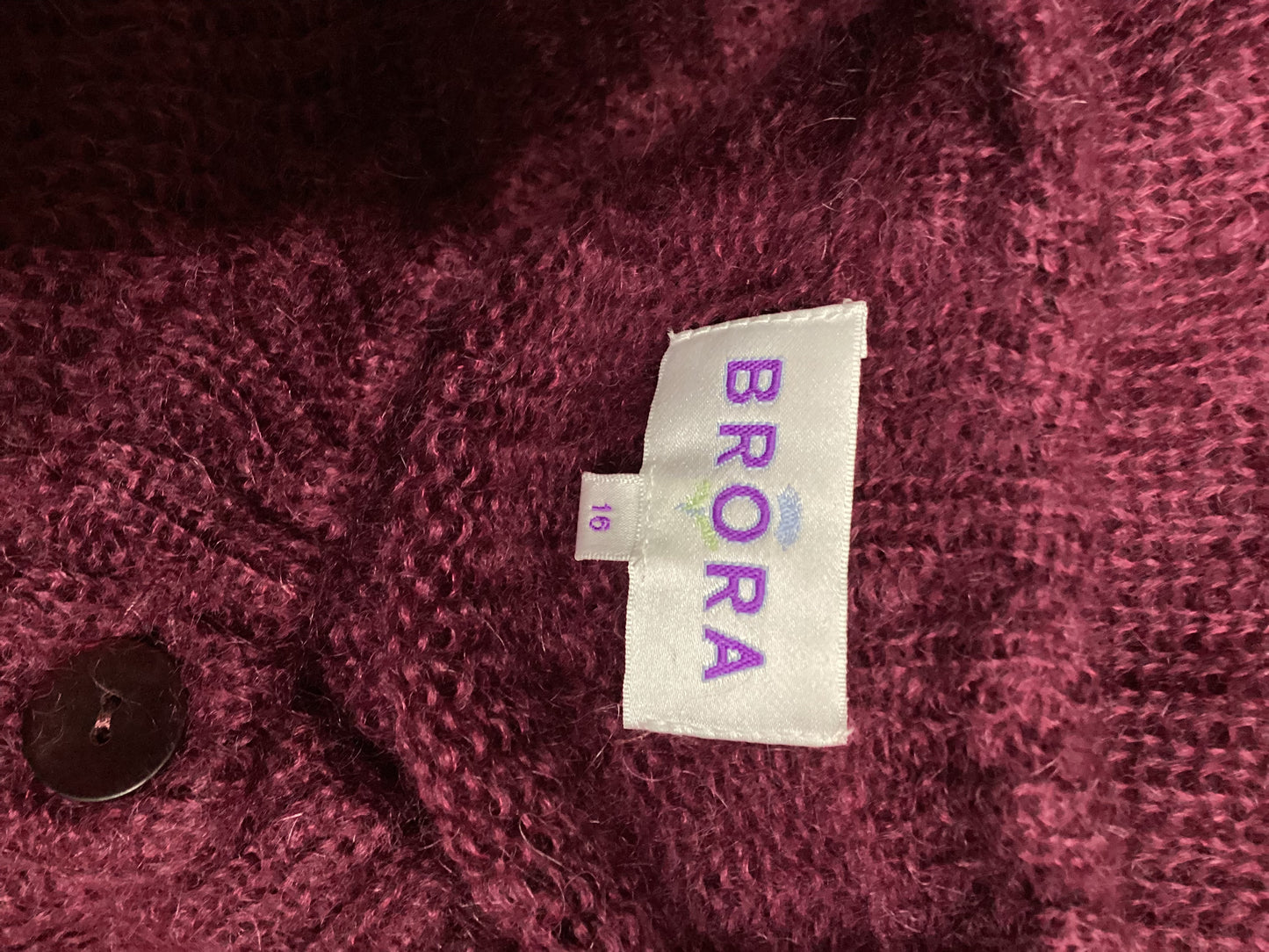 Brora Superkid Mohair and Wool Blend Berry Knit Size 16