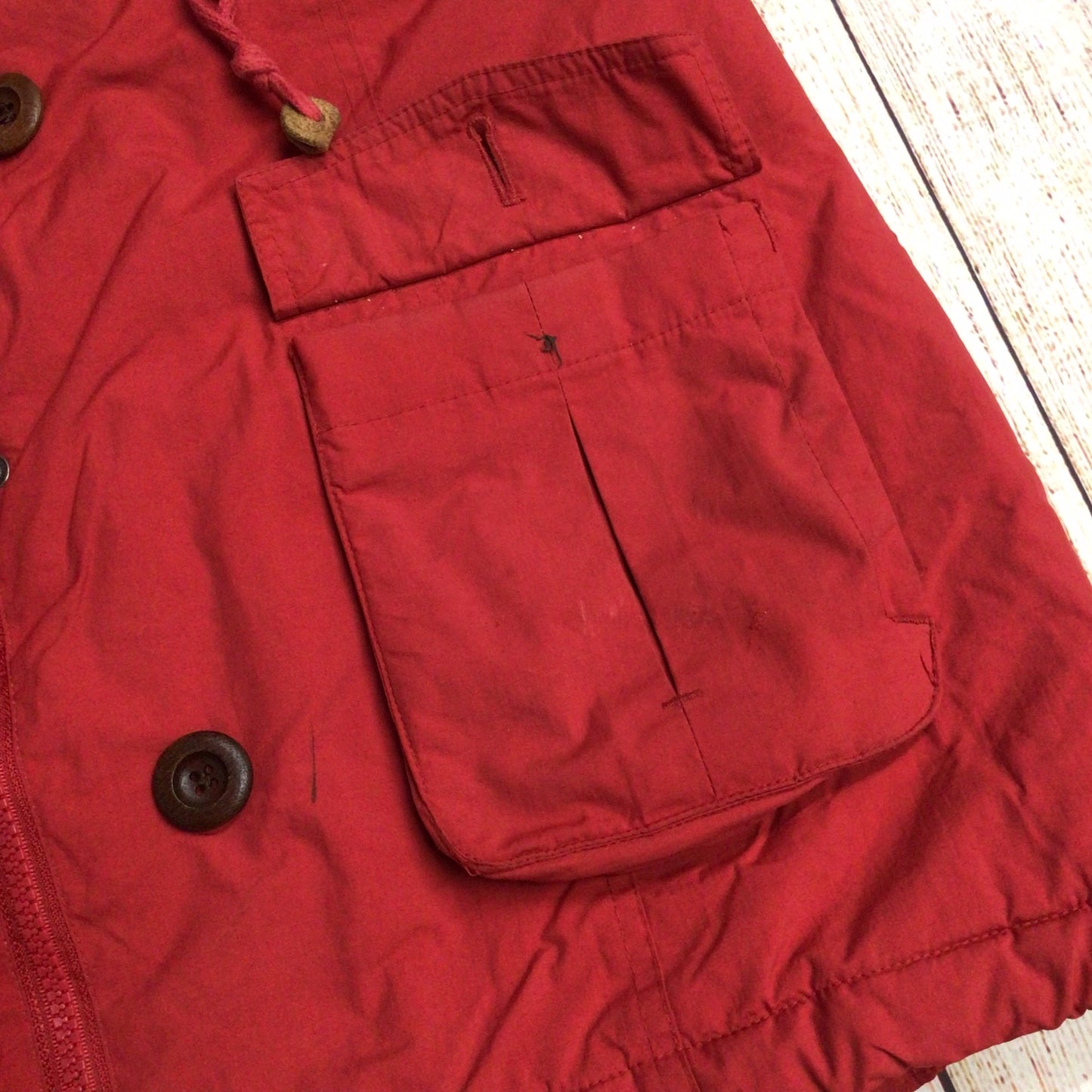 Vintage Puffa Red Hooded Jacket Size L