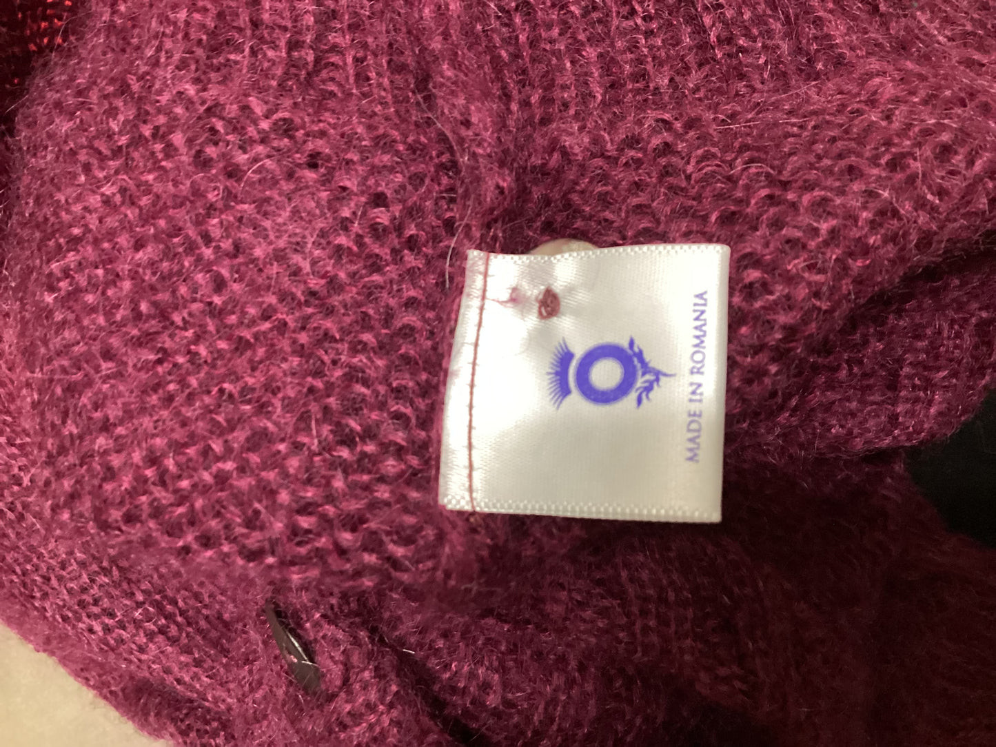Brora Superkid Mohair and Wool Blend Berry Knit Size 16
