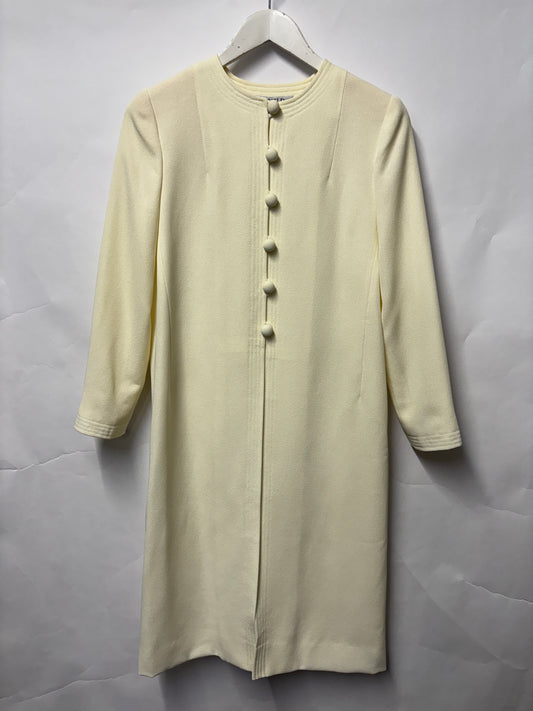 Donald Campbell Cream Vintage Collarless Button Down Coat S