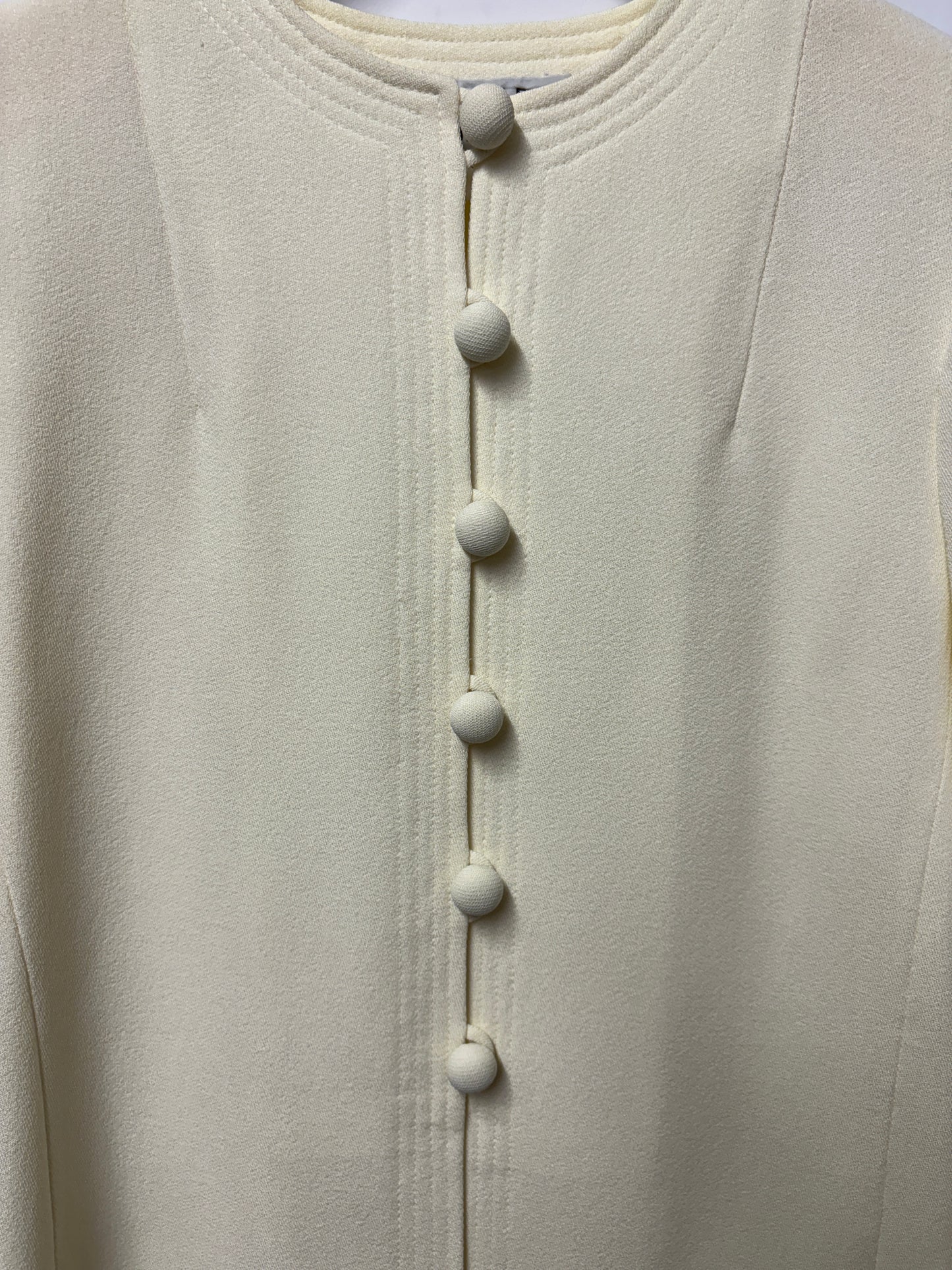 Donald Campbell Cream Vintage Collarless Button Down Coat S