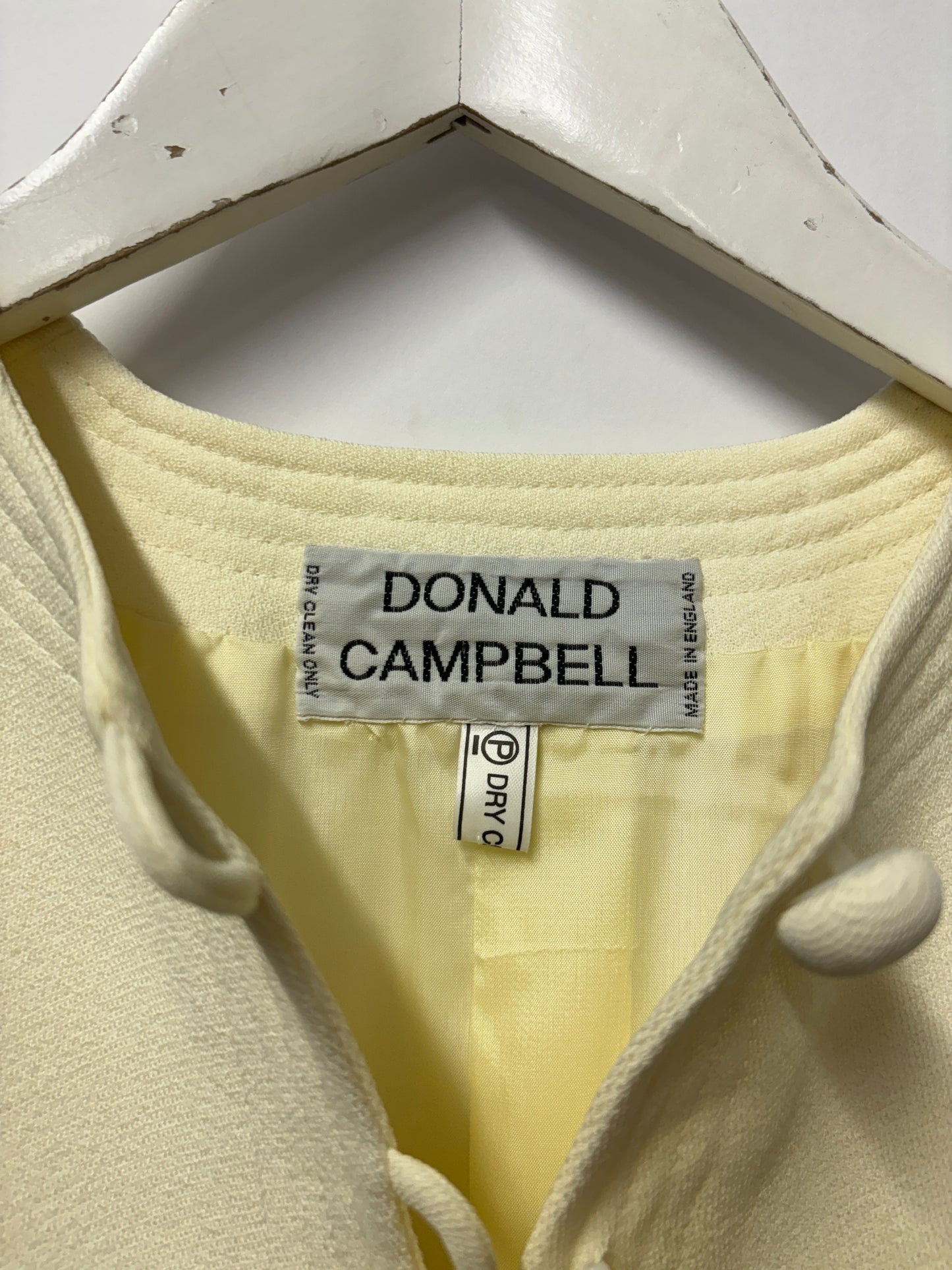 Donald Campbell Cream Vintage Collarless Button Down Coat S