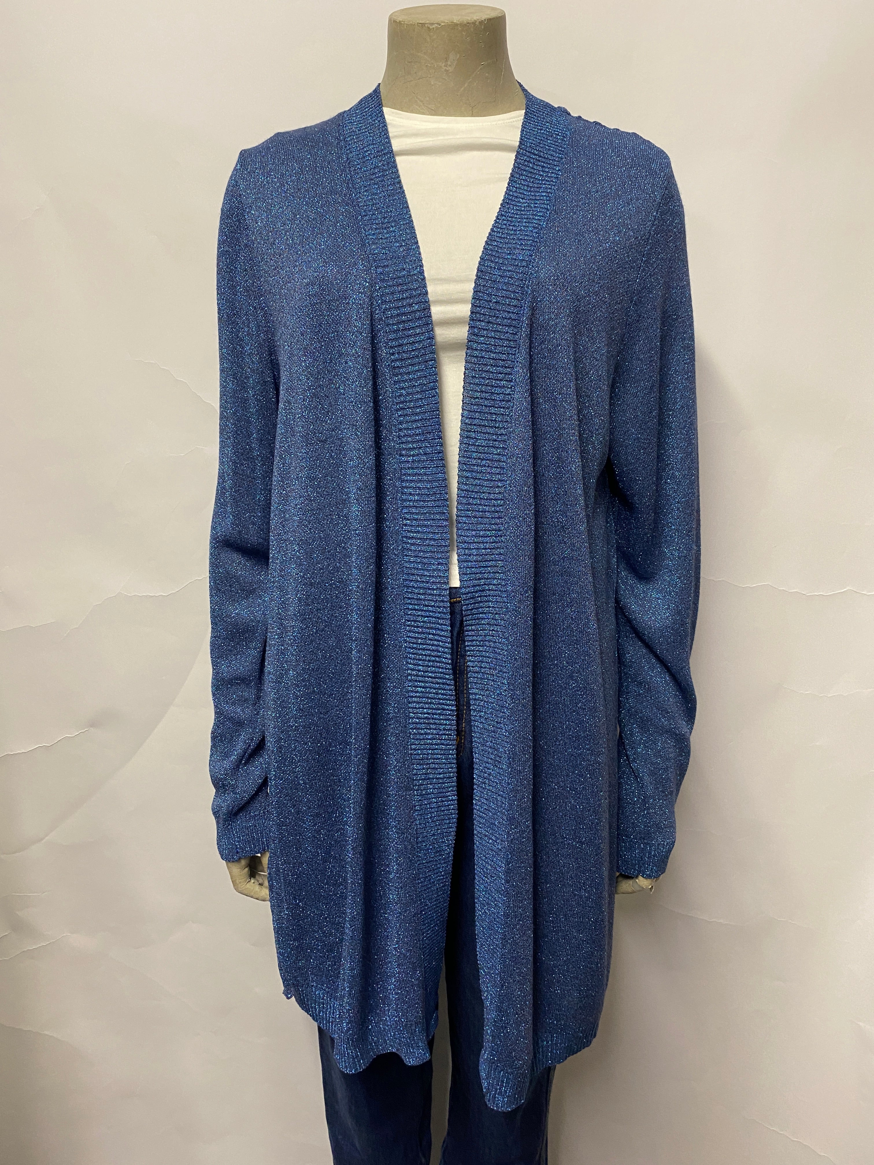 Gaia Life Blue Glitter Longline Cardigan Large Shop for Shelter