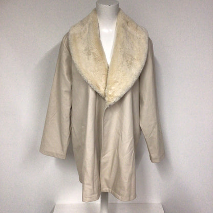 BNWT Pretty Little Thing Cream PU Contrast Faux Fur Neck Coat Size 10