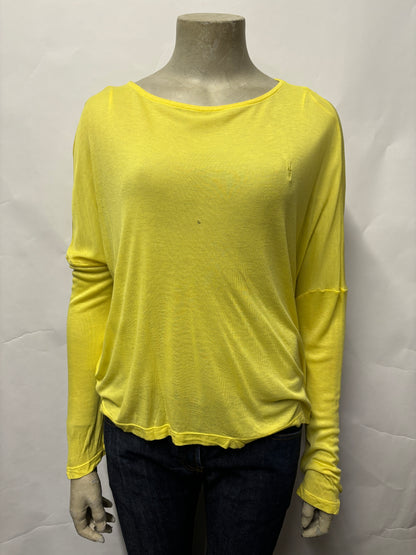 Allsaints Yellow Sheer Long Sleeve Top S