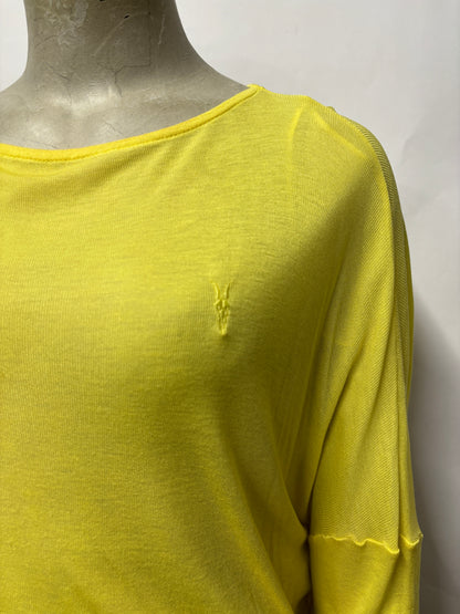 Allsaints Yellow Sheer Long Sleeve Top S