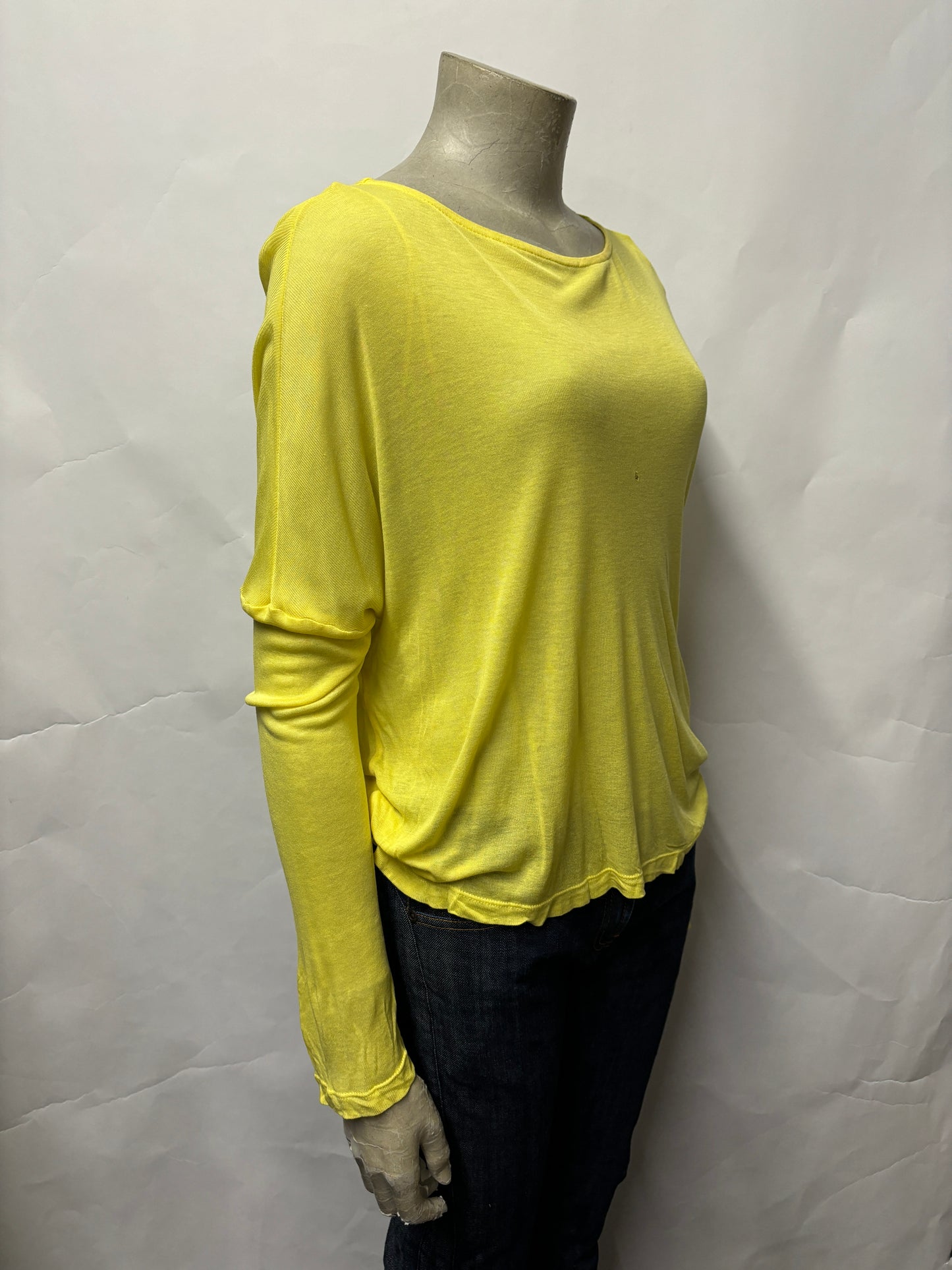 Allsaints Yellow Sheer Long Sleeve Top S