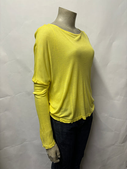 Allsaints Yellow Sheer Long Sleeve Top S