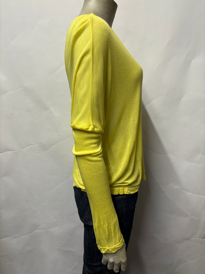 Allsaints Yellow Sheer Long Sleeve Top S