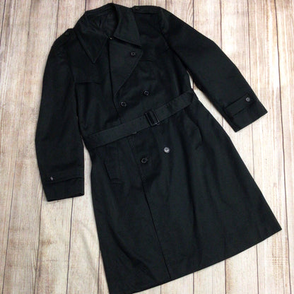 Vintage Dannimac Dark Green/Black Double Breasted Trench Coat w/Belt Size Ch 44" (approx.)