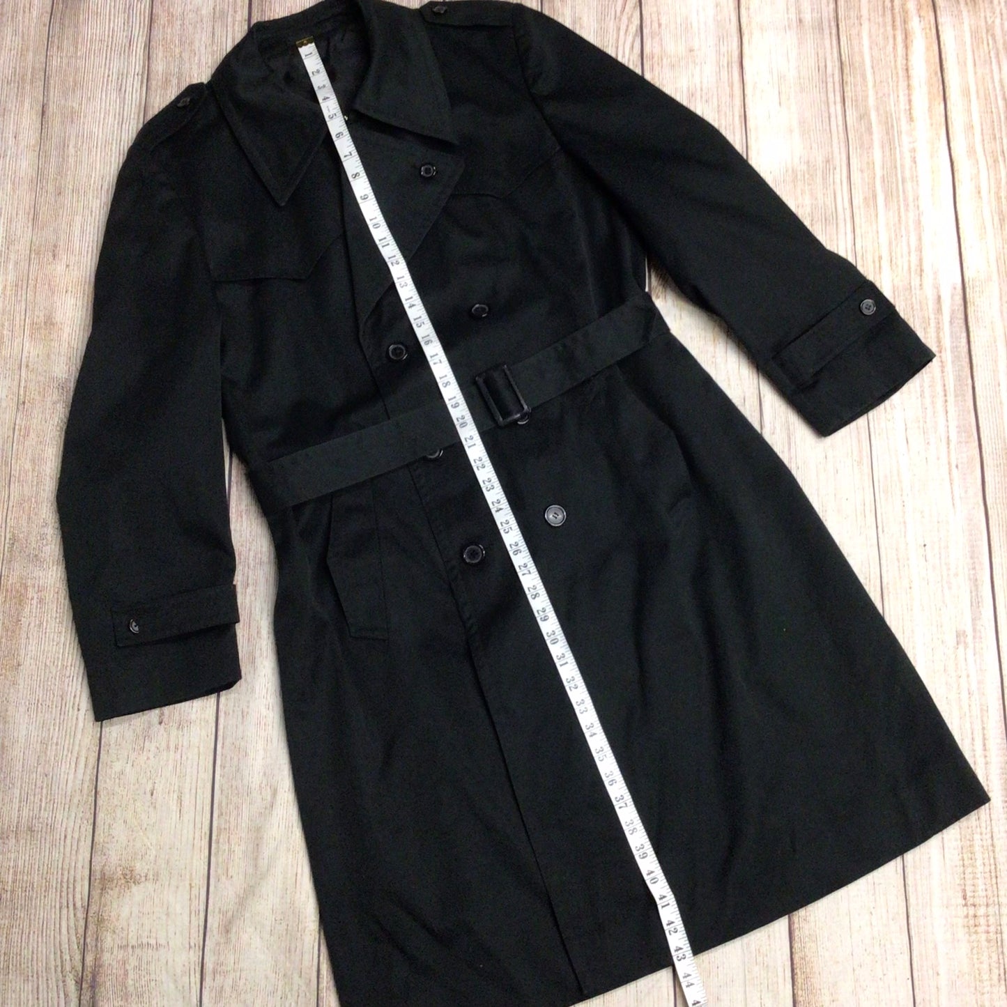 Vintage Dannimac Dark Green/Black Double Breasted Trench Coat w/Belt Size Ch 44" (approx.)