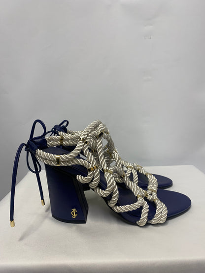 Juicy Couture Black Label Mahalia Blue and White Rope Block Heels 39/6