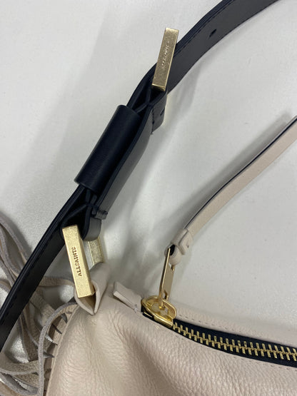 All Saints Cream Leather Edbury Fringe Shoulder Bag