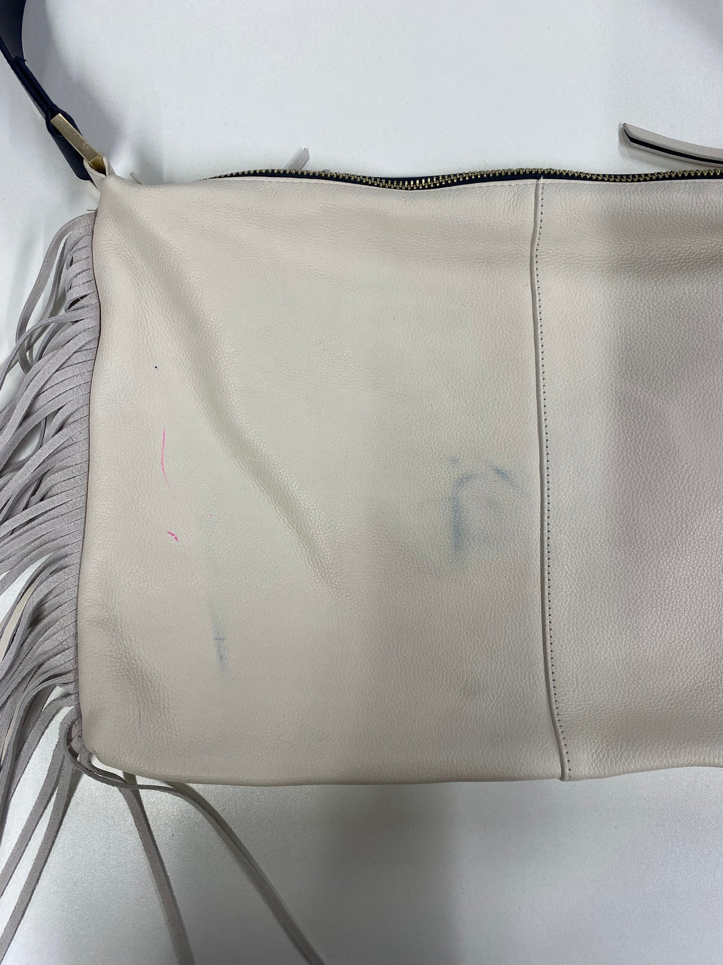 All Saints Cream Leather Edbury Fringe Shoulder Bag