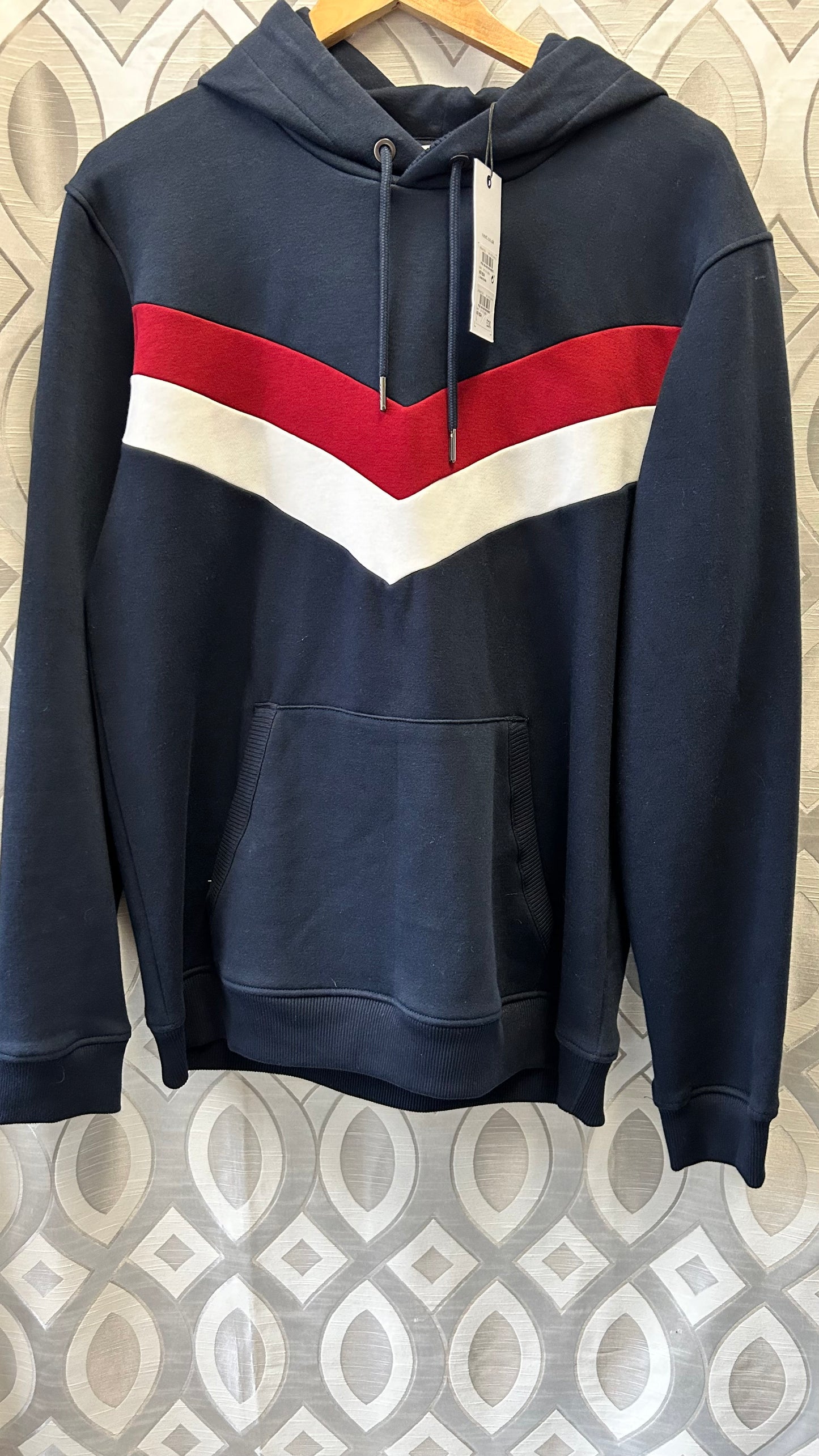 Next Mens Hoodie Large BNWT, Navy, Red, White