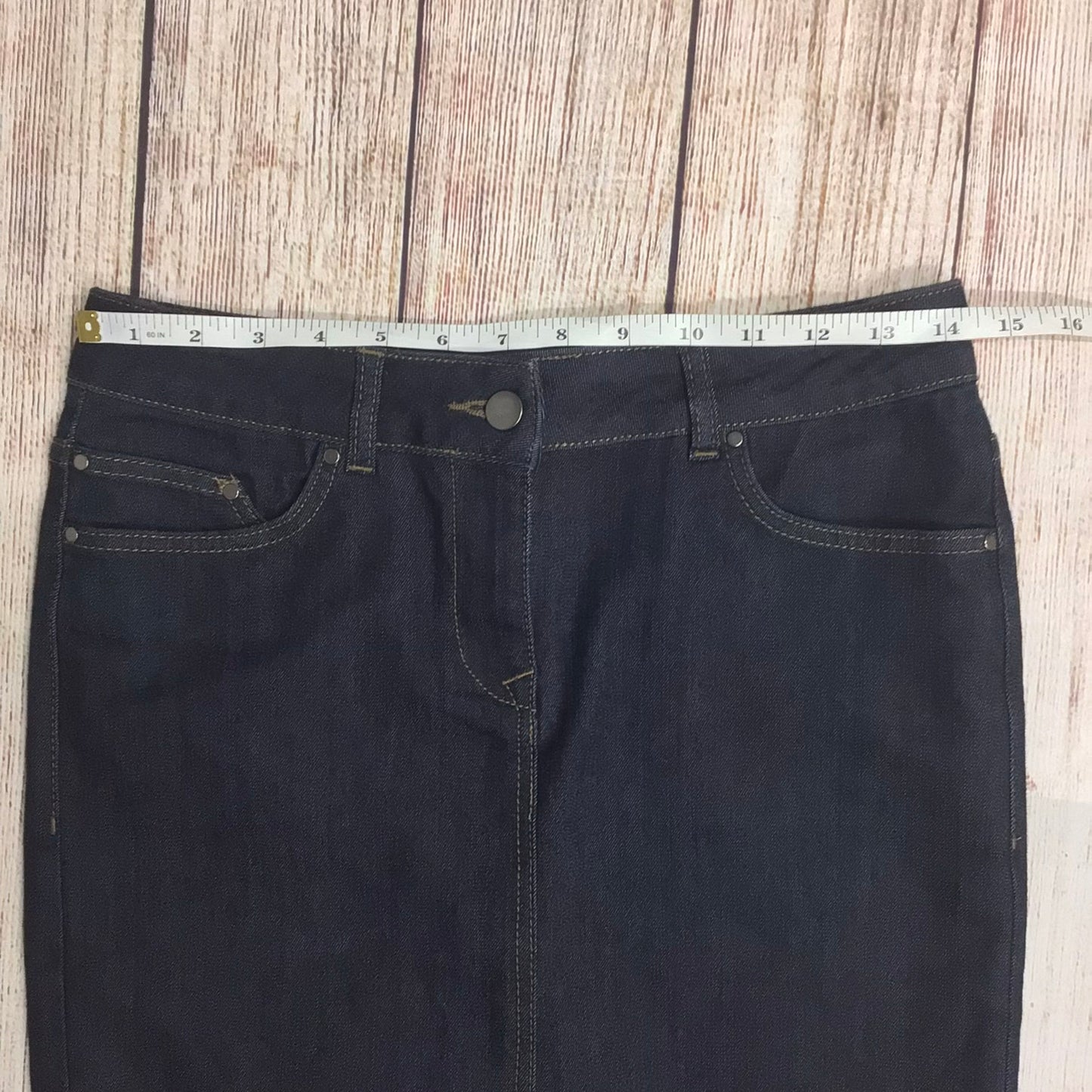 Jigsaw Navy Blue Denim Cotton Blend Skirt Size 10