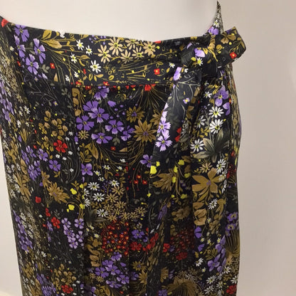 BNWT Per Una Blue Purple Yellow Multi Floral Print Wrap Skirt Size 14