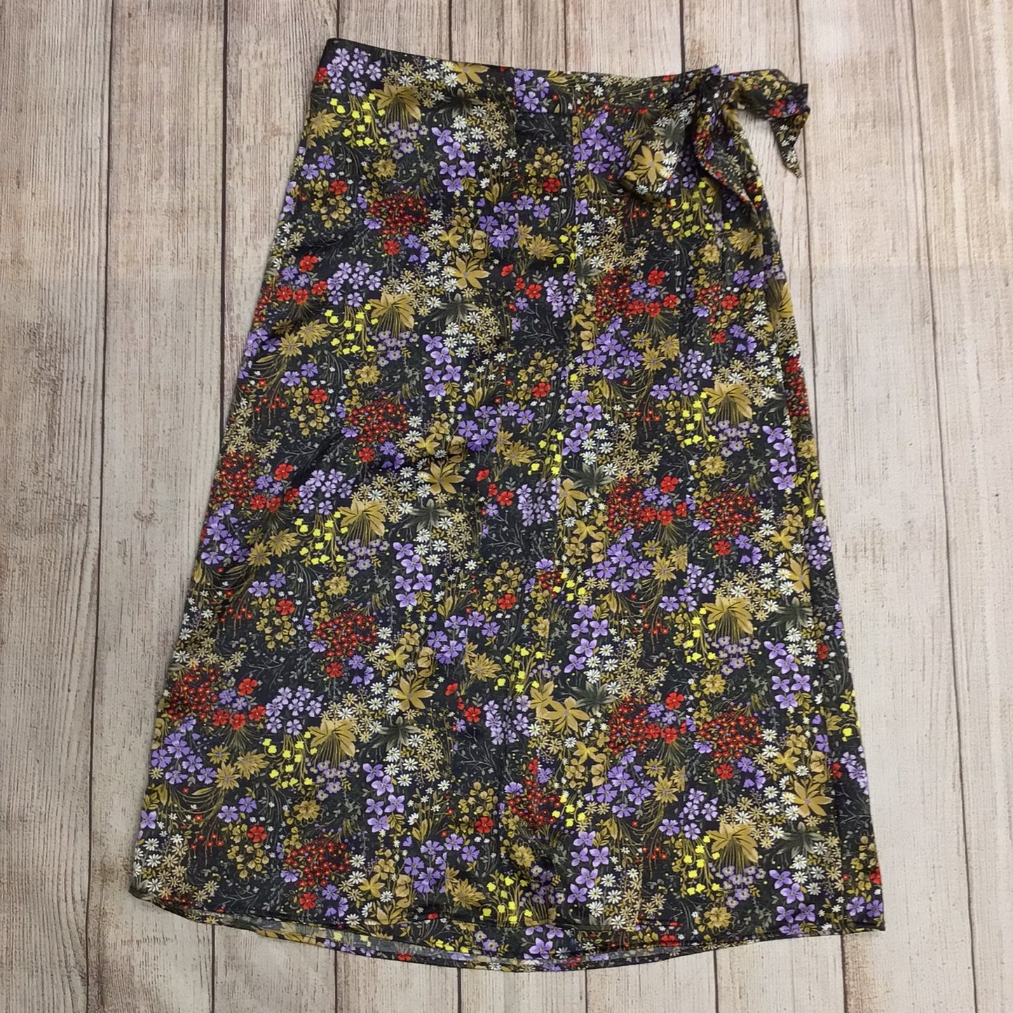 BNWT Per Una Blue Purple Yellow Multi Floral Print Wrap Skirt Size 14