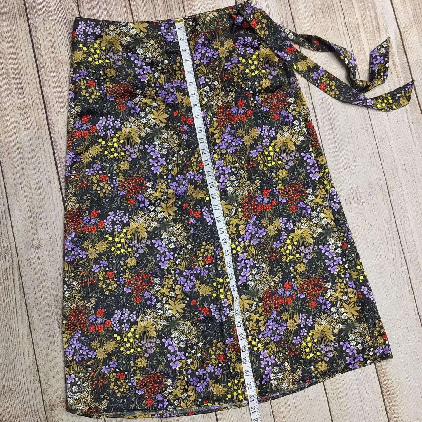 BNWT Per Una Blue Purple Yellow Multi Floral Print Wrap Skirt Size 14