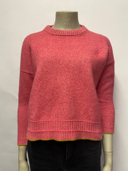 Baye Pink Wool Boxy Cropped Knitted Jumper Medium