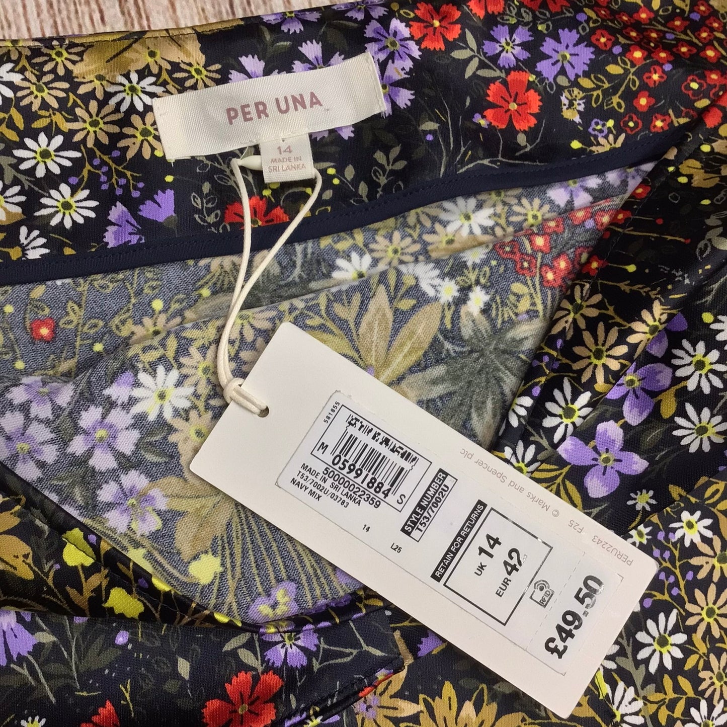 BNWT Per Una Blue Purple Yellow Multi Floral Print Wrap Skirt Size 14