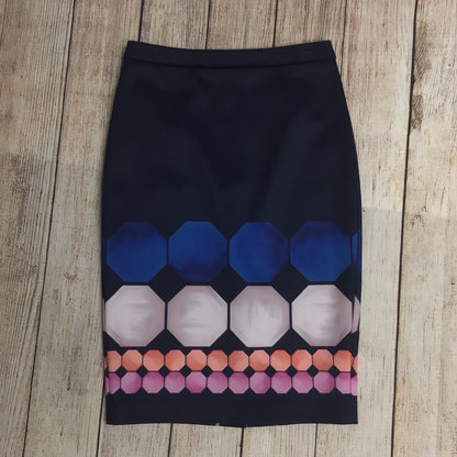 Ted Baker Jaidey Blue Multi Mosaic Print Pencil Skirt Size 1 (Size 8 UK)