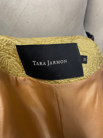 Tara Jarmon Gold Jacquard Floral Bomber Jacket 8