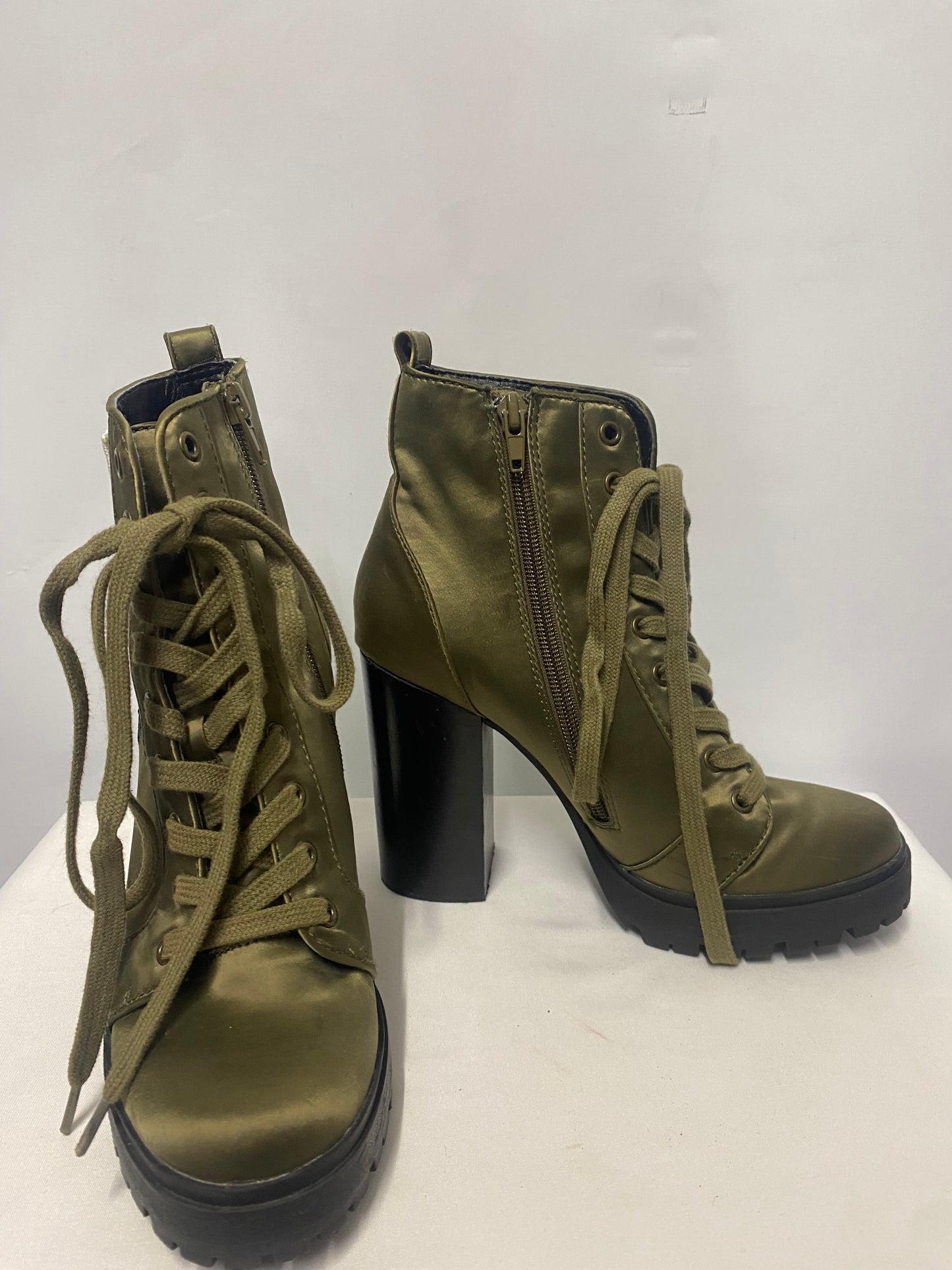 Steve Madden Khaki Block Heeled Boots 4.5