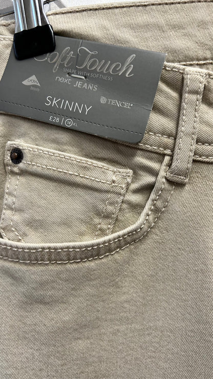 Next Soft Touch Skinny Jeans , 14, Stone colour , BNWT