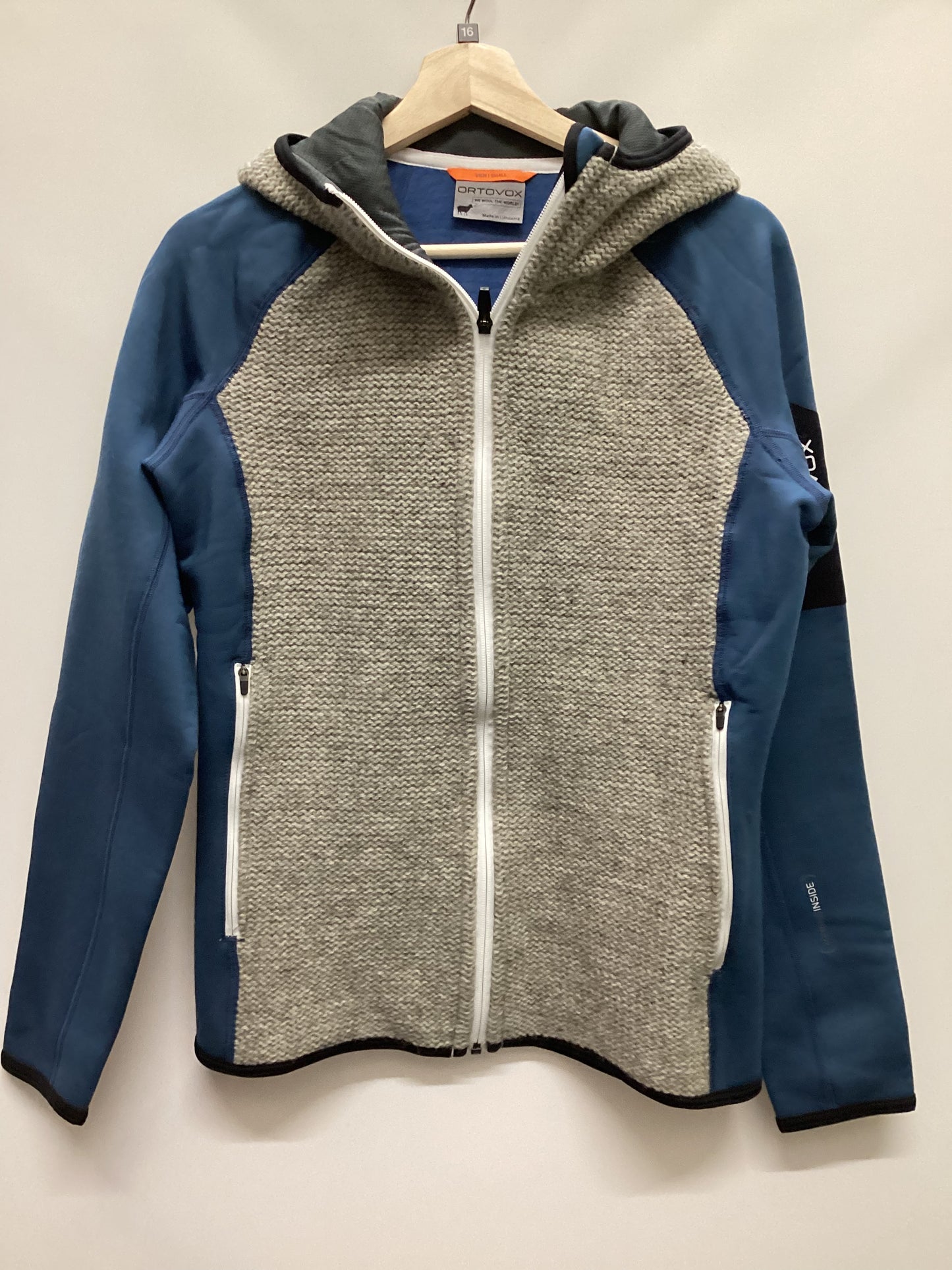 Ortovox Zip Up with Merino Wool Knit Panels and Hoodie Size S