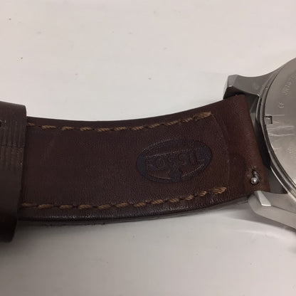 Fossil JR1475 251409 100m (10 ATM) Nate Chronograph Brown Leather Strap Watch