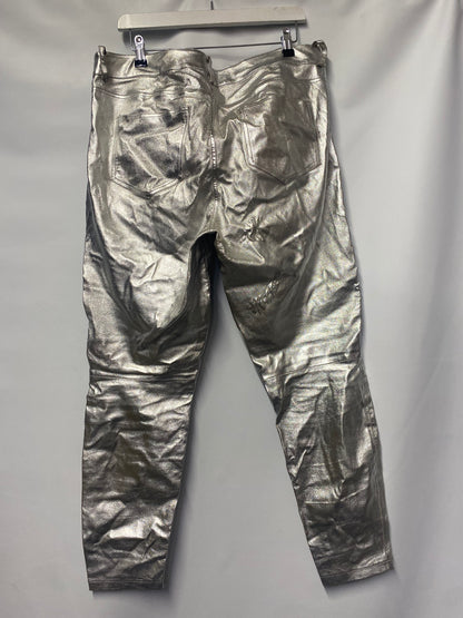 AllSaints Suri Lea Silver Leather Biker Jeans Trousers 16