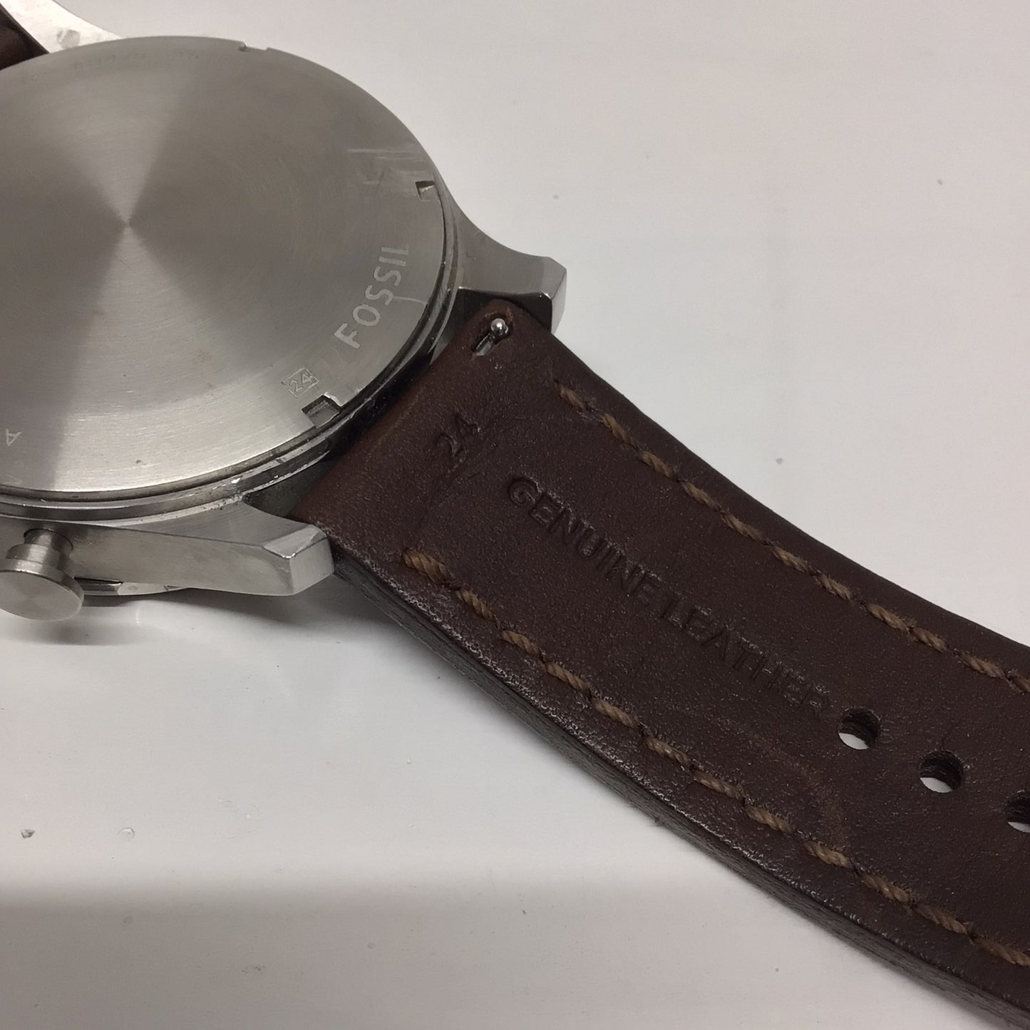 Fossil JR1475 251409 100m (10 ATM) Nate Chronograph Brown Leather Strap Watch