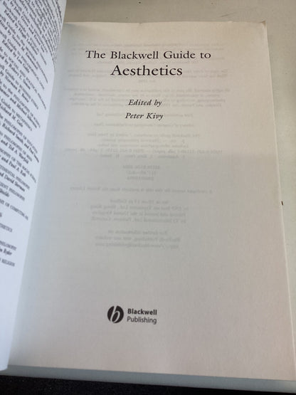 The Blackwell Guide To Aesthetics Edited By Peter Kivy