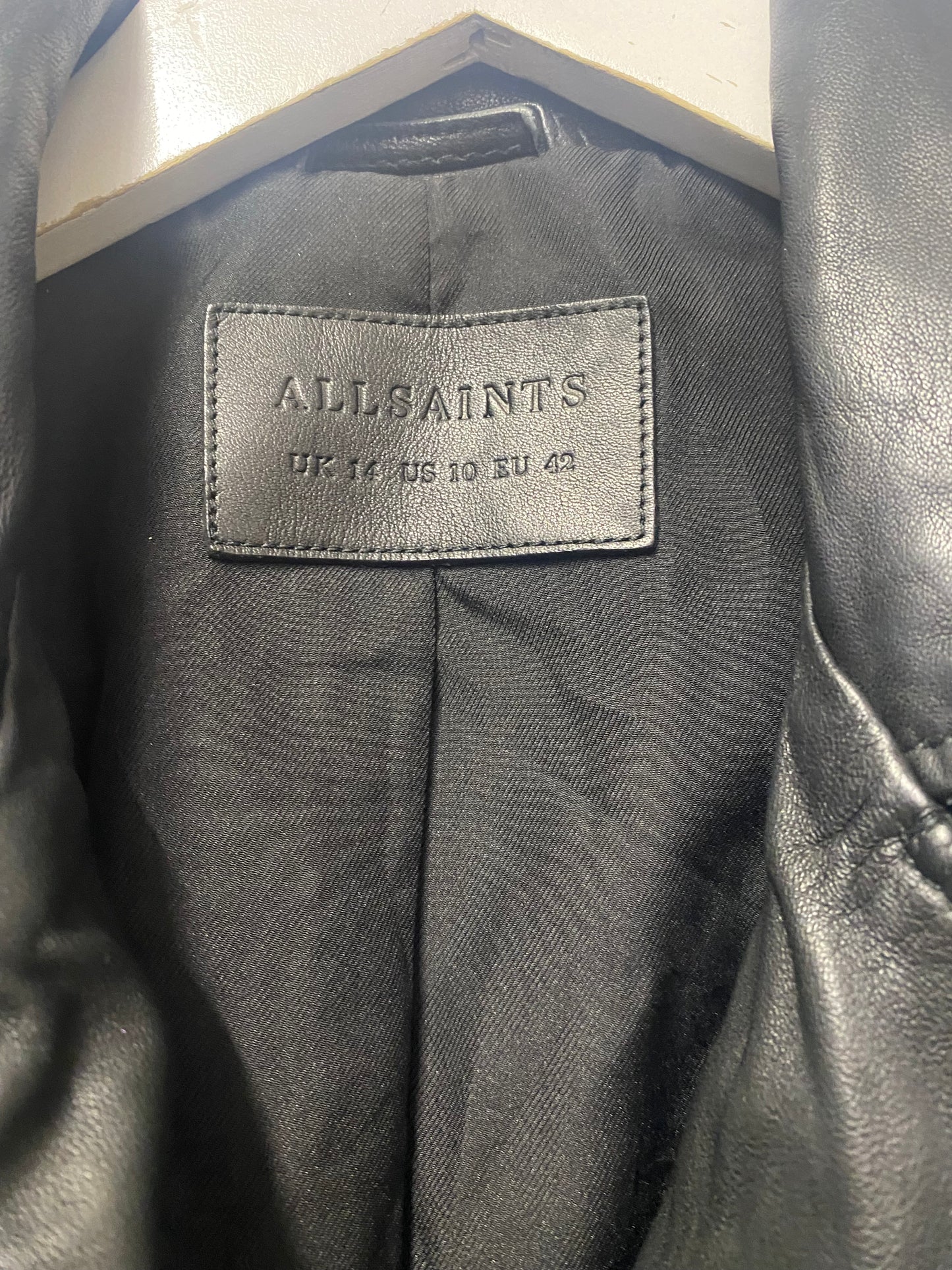 AllSaints Black Soft Leather Biker Jacket 14