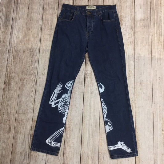 By Slik Label of the Field Blue Jeans w/Skeleton Print Size 30 Regular