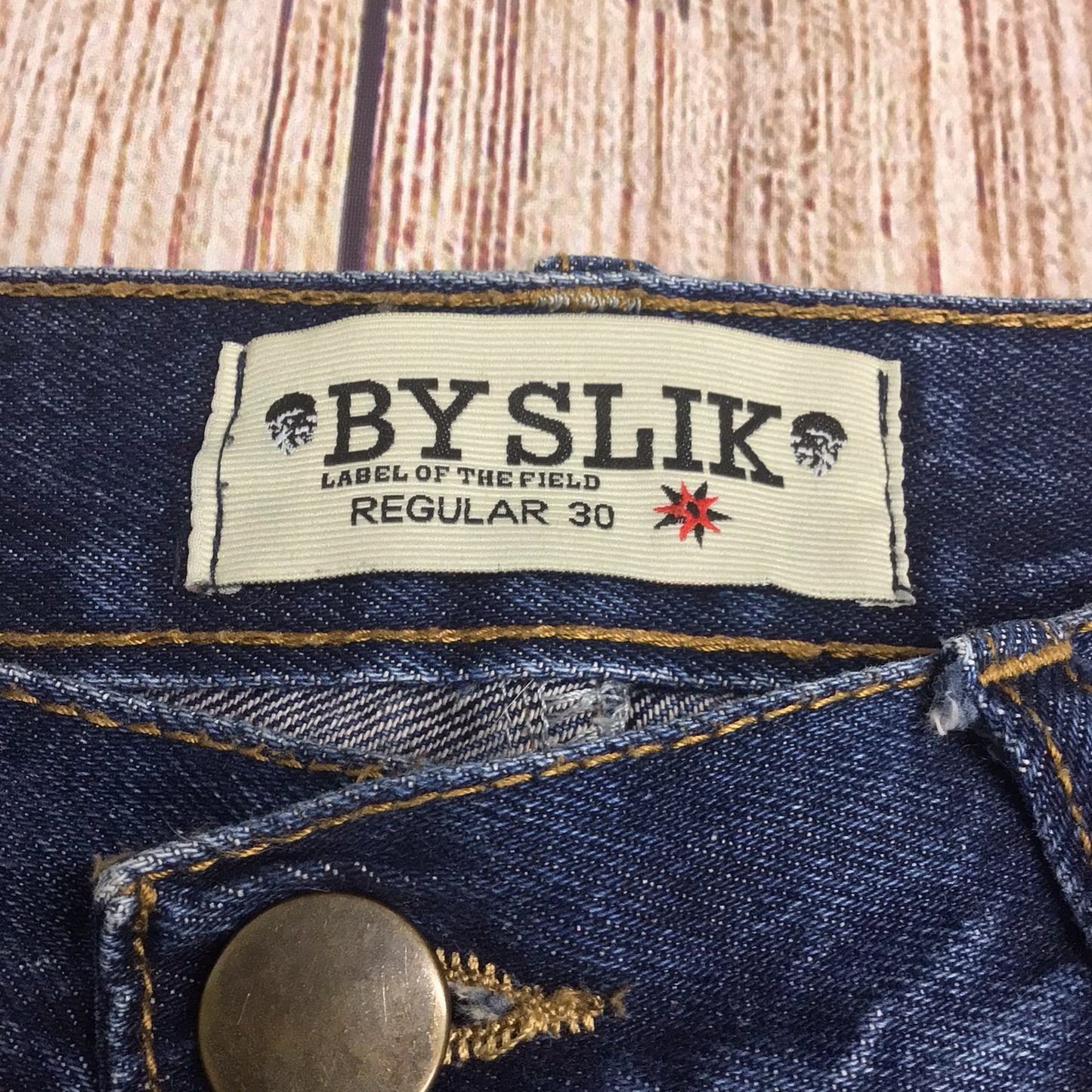 By Slik Label of the Field Blue Jeans w/Skeleton Print Size 30 Regular