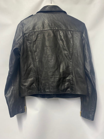 AllSaints Black Soft Leather Biker Jacket 14