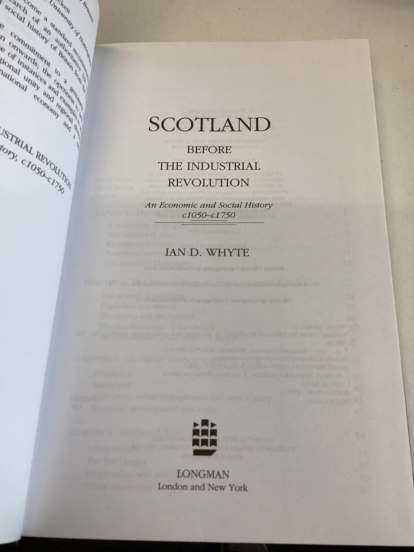 Scotland Before the Industrial Revolution An Economic & Social History c.1050-c.1750 Ian S Whyte