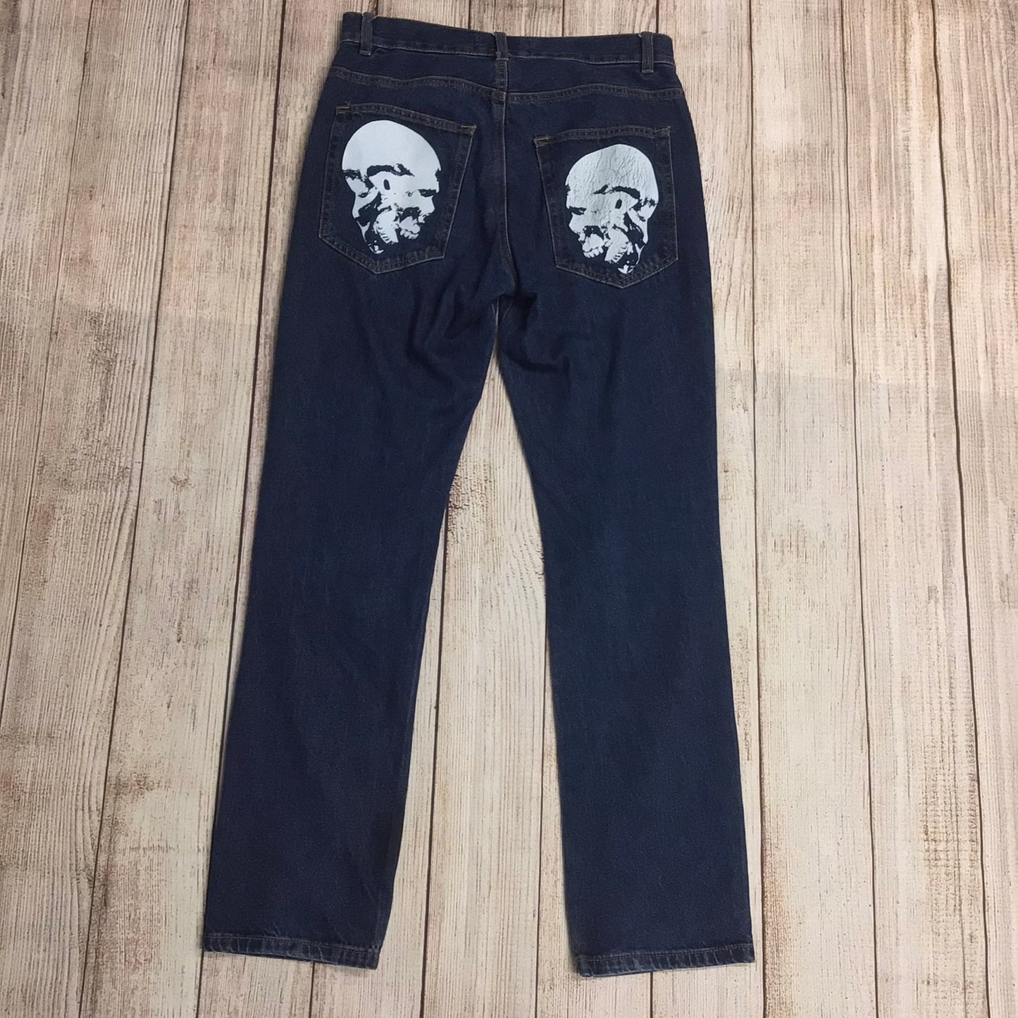 By Slik Label of the Field Blue Jeans w/Skeleton Print Size 30 Regular