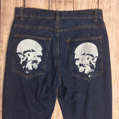 By Slik Label of the Field Blue Jeans w/Skeleton Print Size 30 Regular