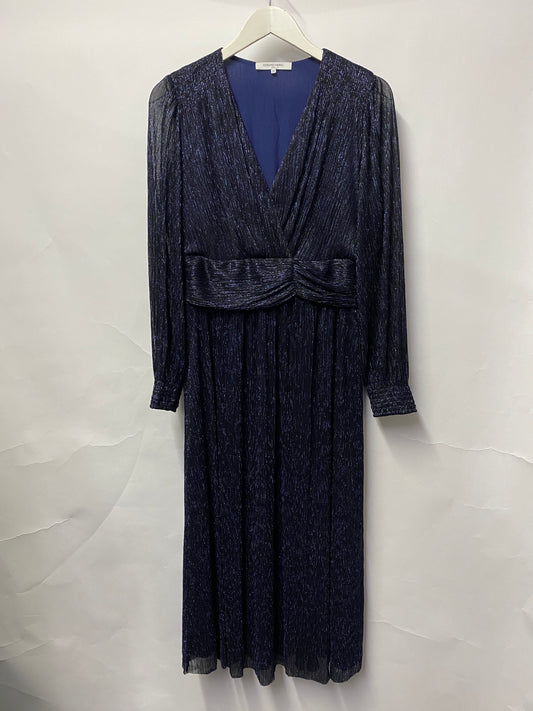 Gerard Darel Navy Sheer Sparkly Wrap Style Dress 12
